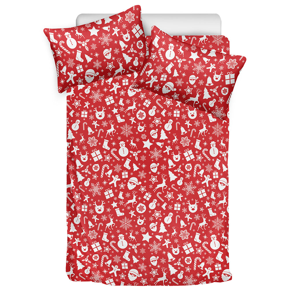 Merry Christmas Elements Pattern Print Duvet Cover Bedding Set