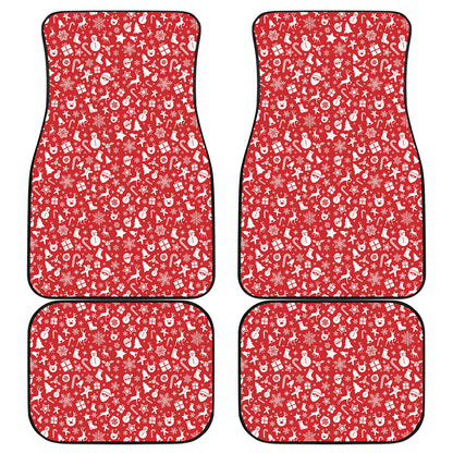Merry Christmas Elements Pattern Print Front and Back Car Floor Mats