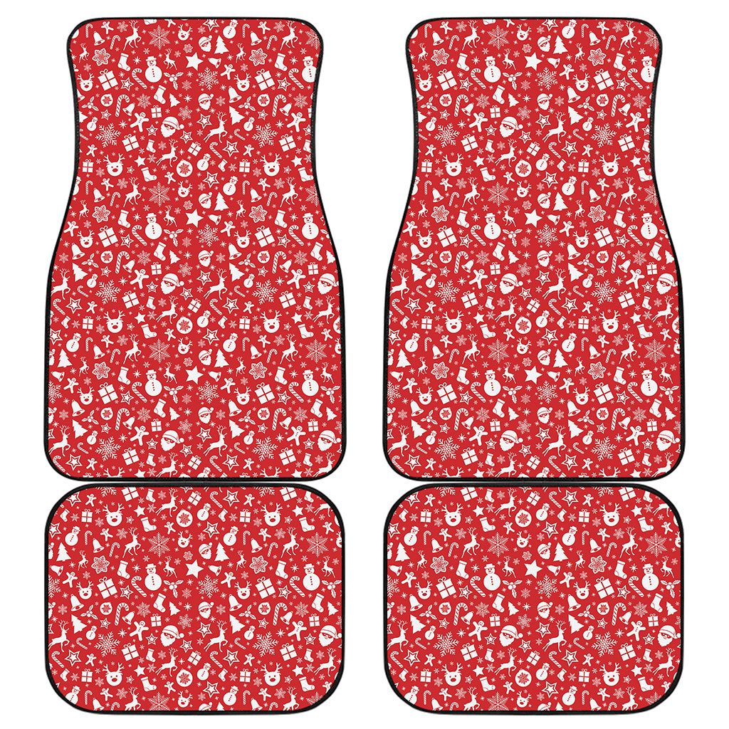 Merry Christmas Elements Pattern Print Front and Back Car Floor Mats