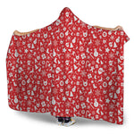 Merry Christmas Elements Pattern Print Hooded Blanket
