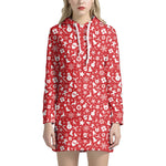 Merry Christmas Elements Pattern Print Hoodie Dress