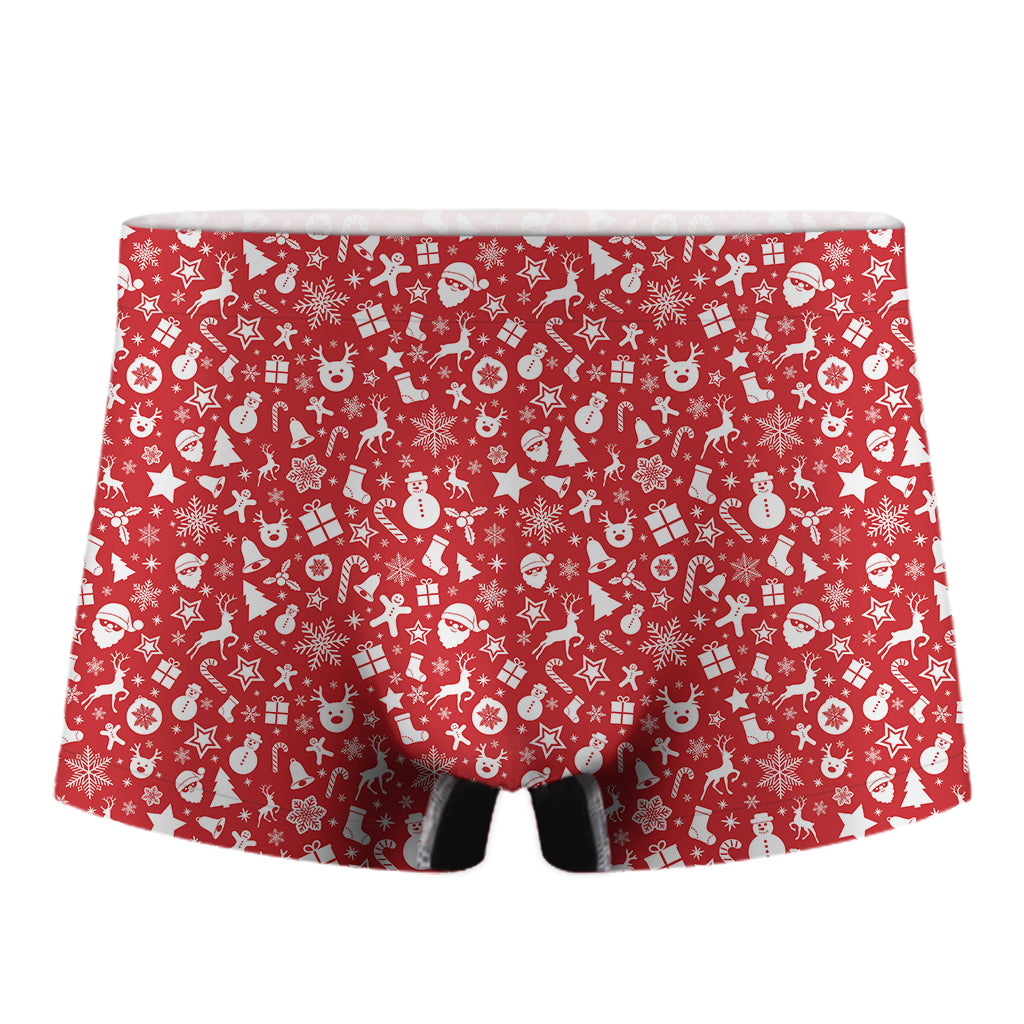 Merry Christmas Elements Pattern Print Men's Boxer Briefs