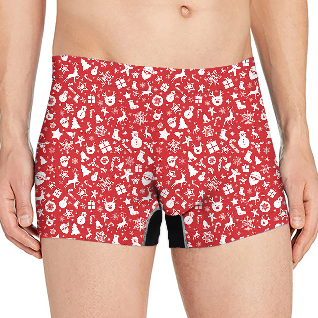 Merry Christmas Elements Pattern Print Men's Boxer Briefs