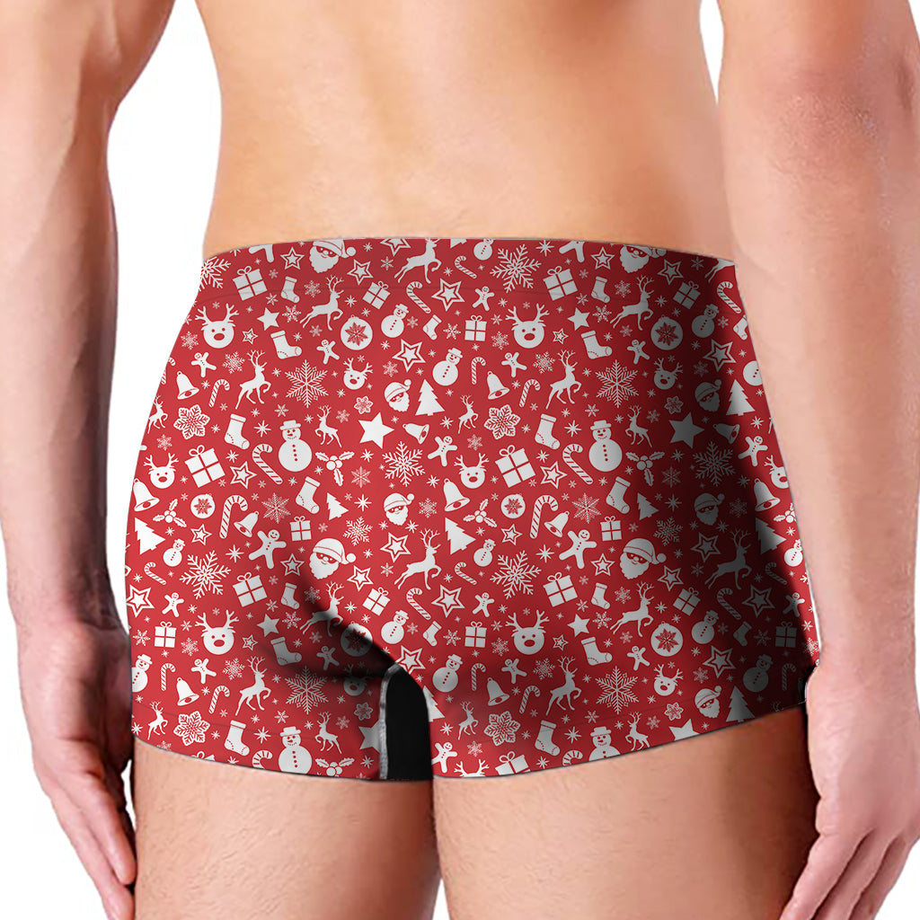 Merry Christmas Elements Pattern Print Men's Boxer Briefs