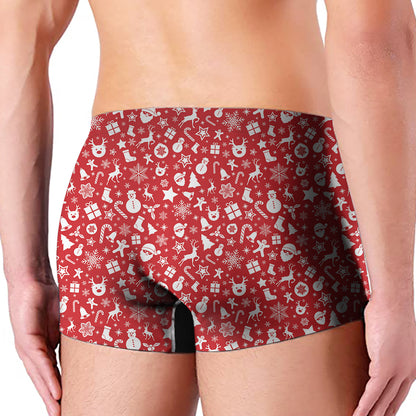 Merry Christmas Elements Pattern Print Men's Boxer Briefs