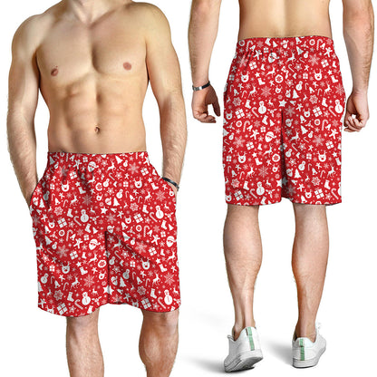 Merry Christmas Elements Pattern Print Men's Shorts