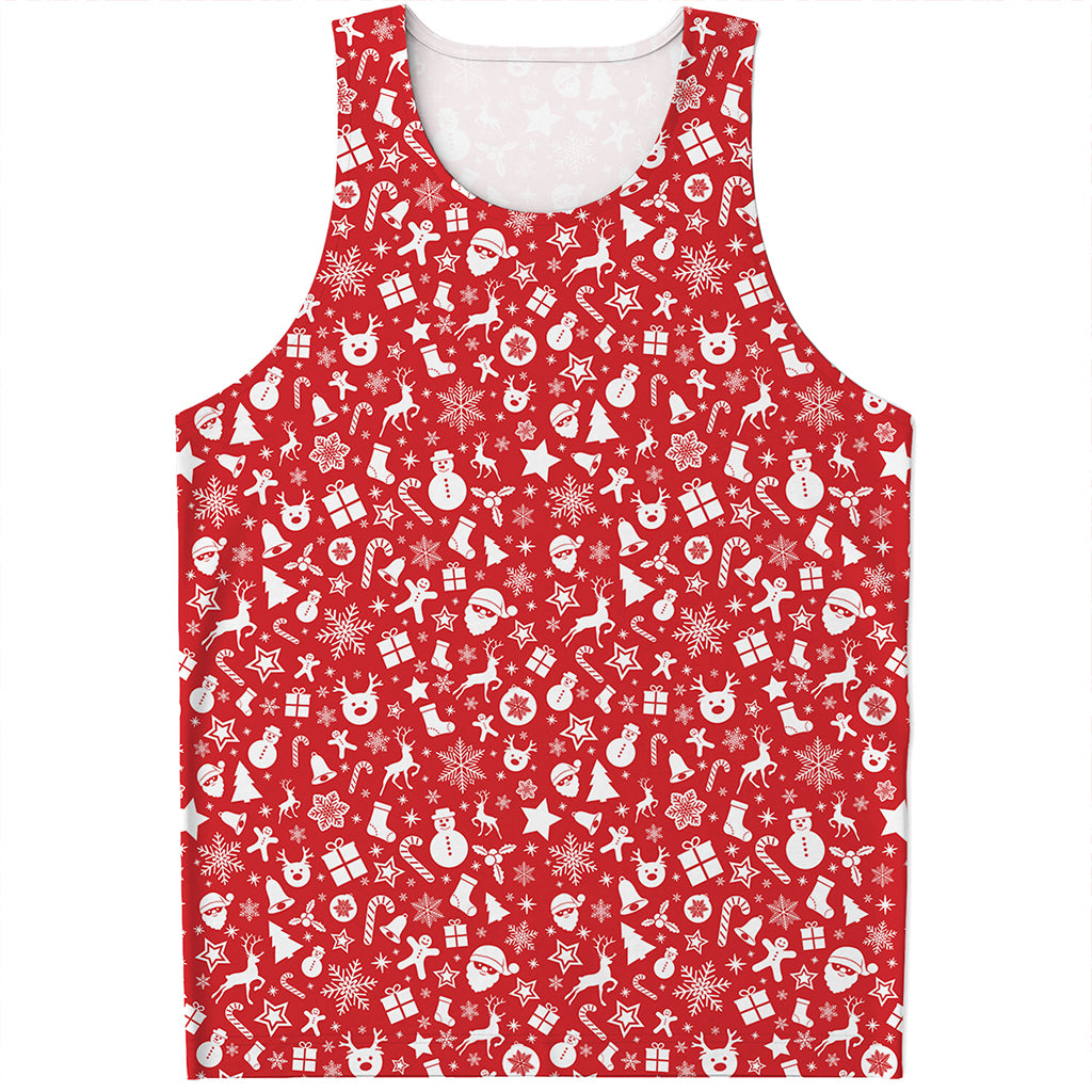 Merry Christmas Elements Pattern Print Men's Tank Top