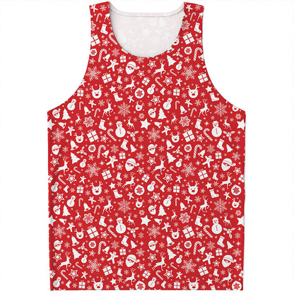 Merry Christmas Elements Pattern Print Men's Tank Top