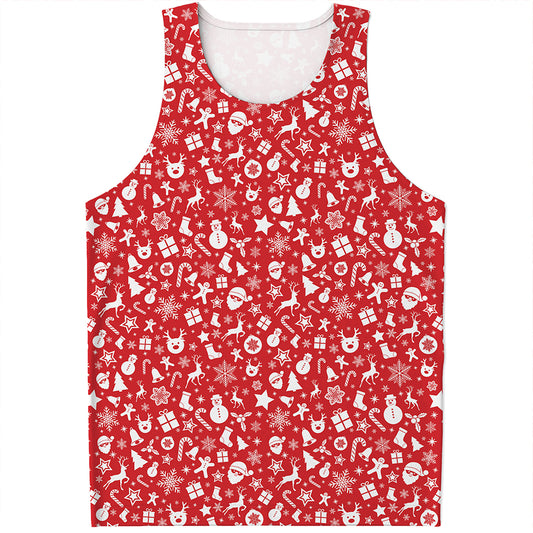 Merry Christmas Elements Pattern Print Men's Tank Top