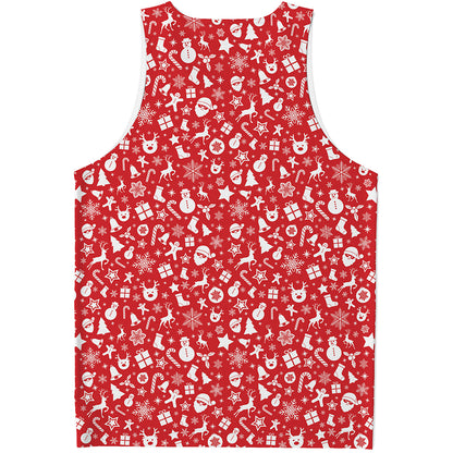 Merry Christmas Elements Pattern Print Men's Tank Top