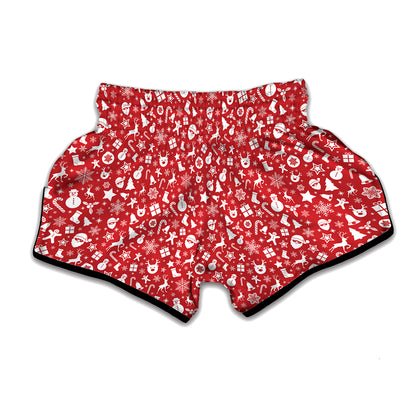 Merry Christmas Elements Pattern Print Muay Thai Boxing Shorts