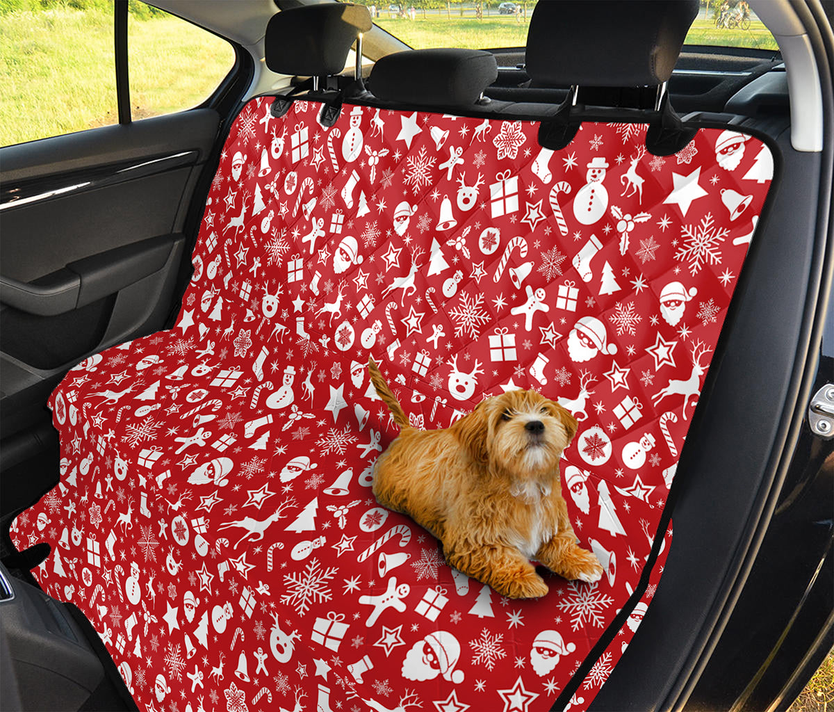 Merry Christmas Elements Pattern Print Pet Car Back Seat Cover