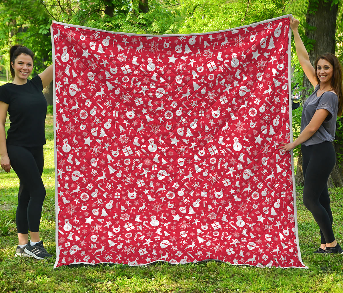 Merry Christmas Elements Pattern Print Quilt