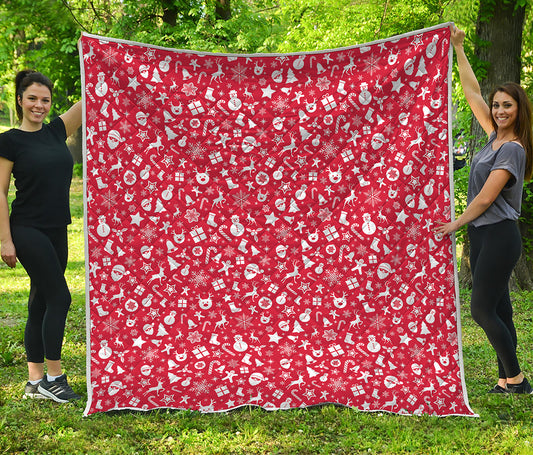 Merry Christmas Elements Pattern Print Quilt
