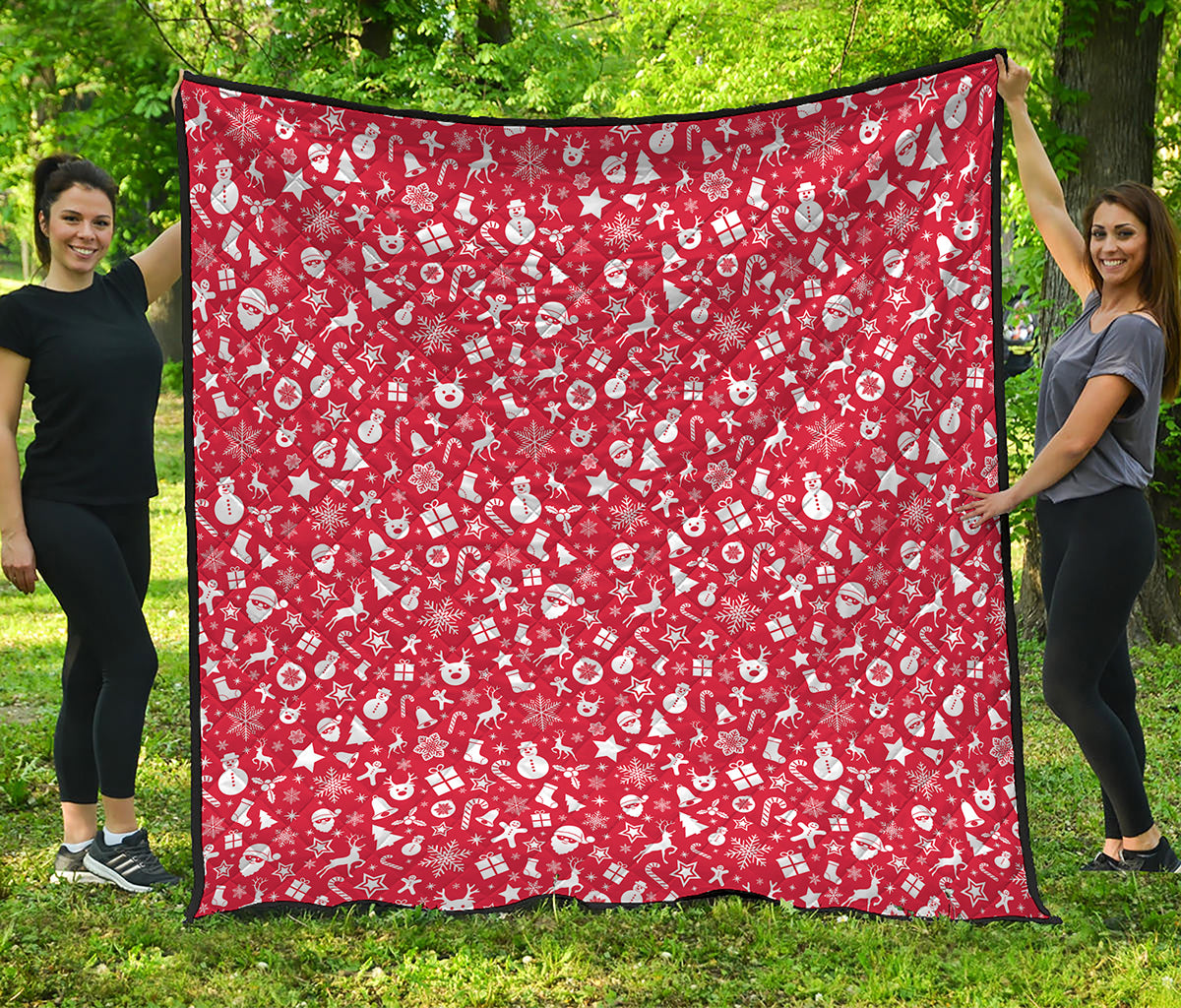 Merry Christmas Elements Pattern Print Quilt
