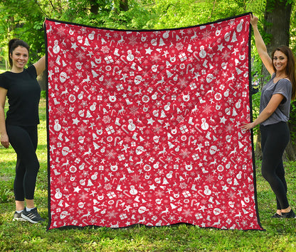 Merry Christmas Elements Pattern Print Quilt