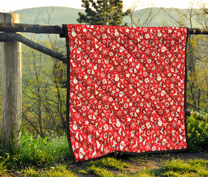 Merry Christmas Elements Pattern Print Quilt