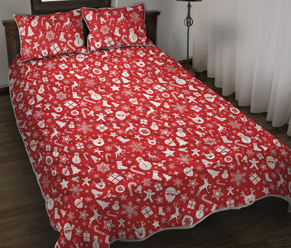 Merry Christmas Elements Pattern Print Quilt Bed Set