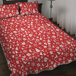 Merry Christmas Elements Pattern Print Quilt Bed Set
