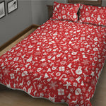 Merry Christmas Elements Pattern Print Quilt Bed Set