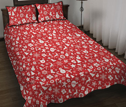 Merry Christmas Elements Pattern Print Quilt Bed Set