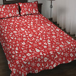 Merry Christmas Elements Pattern Print Quilt Bed Set