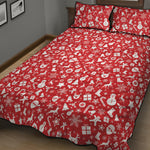 Merry Christmas Elements Pattern Print Quilt Bed Set