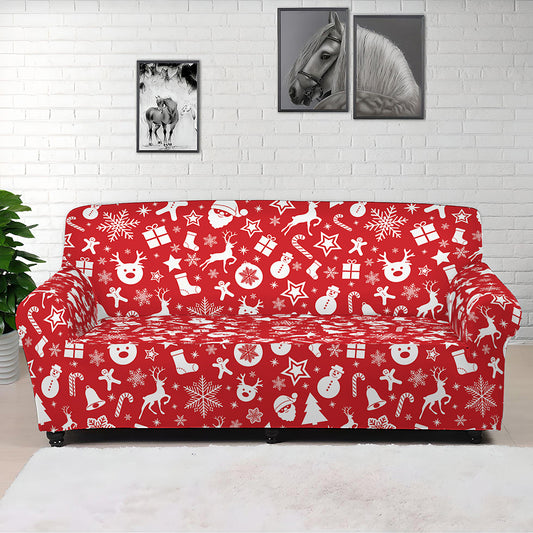 Merry Christmas Elements Pattern Print Sofa Cover