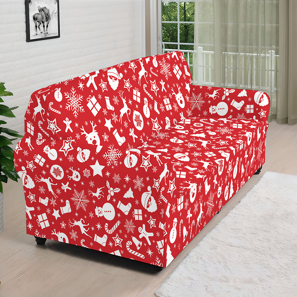 Merry Christmas Elements Pattern Print Sofa Cover