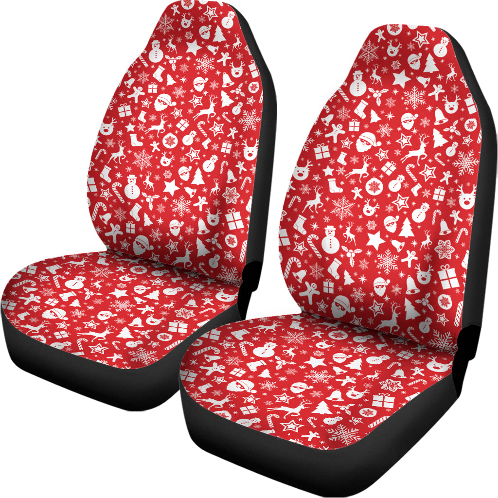 Merry Christmas Elements Pattern Print Universal Fit Car Seat Covers