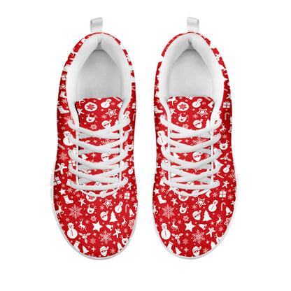 Merry Christmas Elements Pattern Print White Sneakers