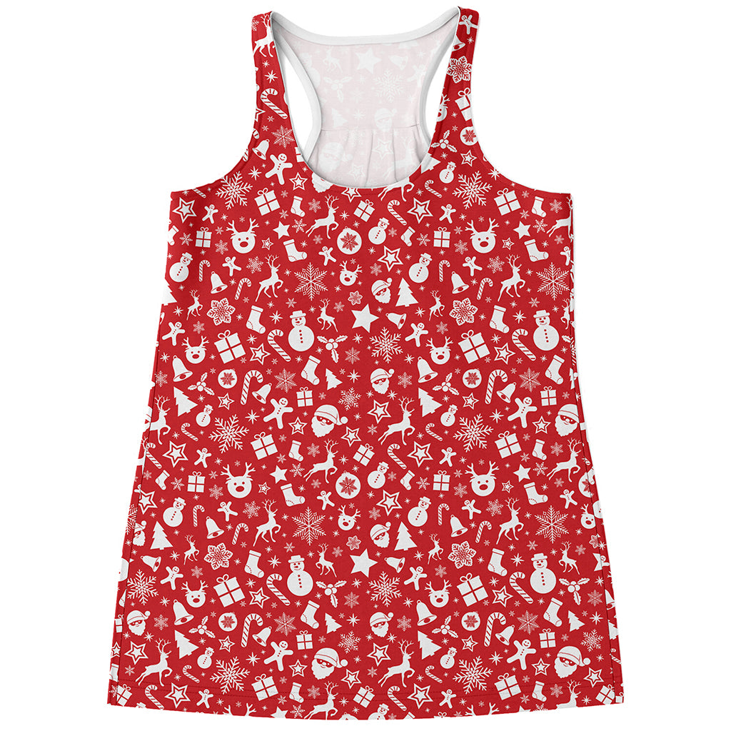 Merry Christmas Elements Pattern Print Women's Racerback Tank Top