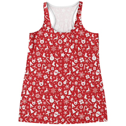 Merry Christmas Elements Pattern Print Women's Racerback Tank Top