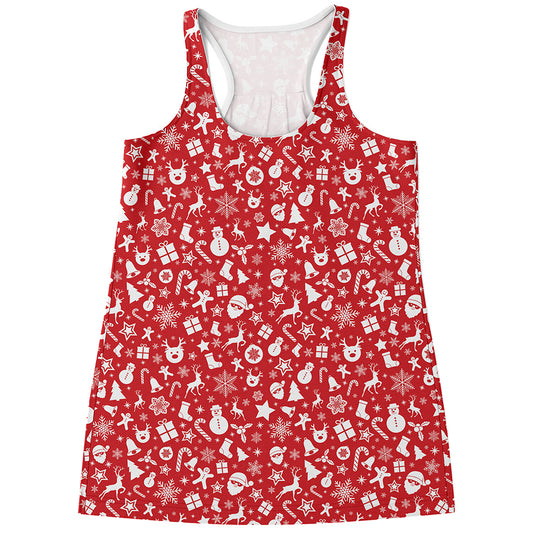 Merry Christmas Elements Pattern Print Women's Racerback Tank Top