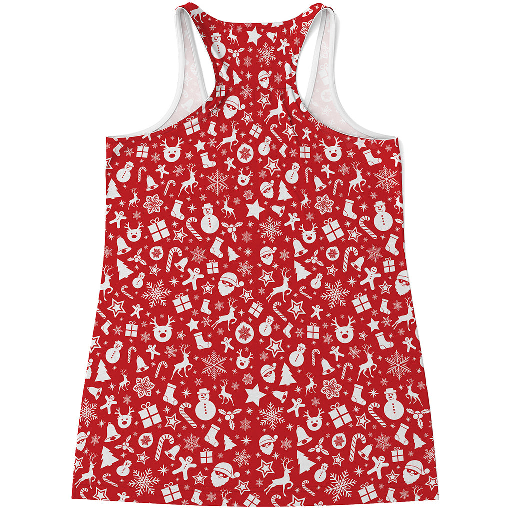 Merry Christmas Elements Pattern Print Women's Racerback Tank Top