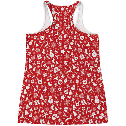 Merry Christmas Elements Pattern Print Women's Racerback Tank Top