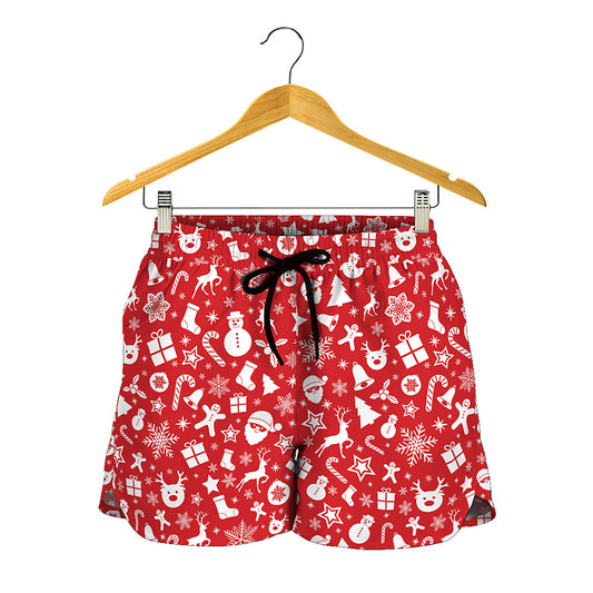 Merry Christmas Elements Pattern Print Women's Shorts