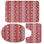 Merry Christmas Knitted Pattern Print 3 Piece Bath Mat Set