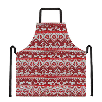 Merry Christmas Knitted Pattern Print Apron