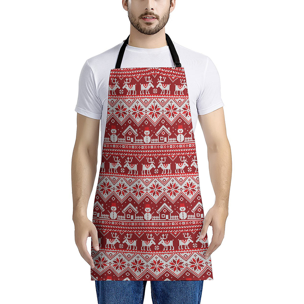 Merry Christmas Knitted Pattern Print Apron