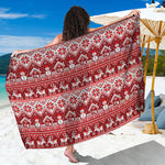 Merry Christmas Knitted Pattern Print Beach Sarong Wrap
