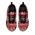 Merry Christmas Knitted Pattern Print Black Sneakers