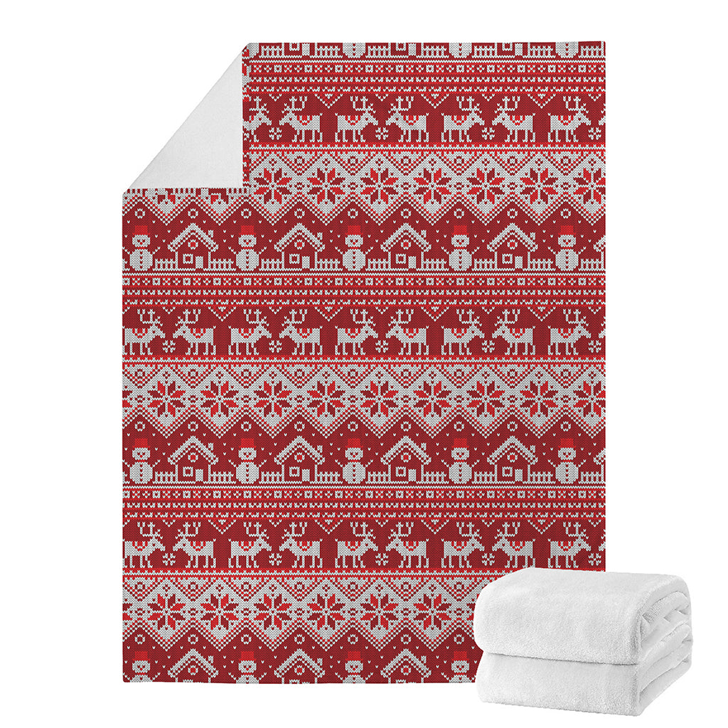 Merry Christmas Knitted Pattern Print Blanket