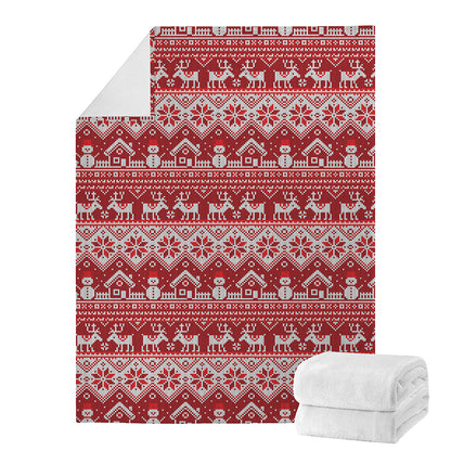 Merry Christmas Knitted Pattern Print Blanket