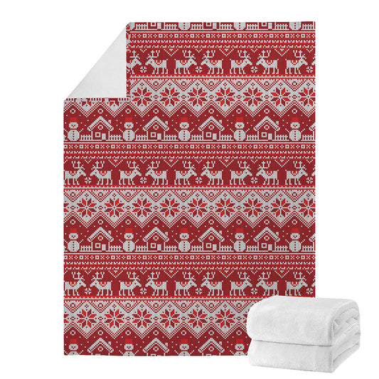 Merry Christmas Knitted Pattern Print Blanket