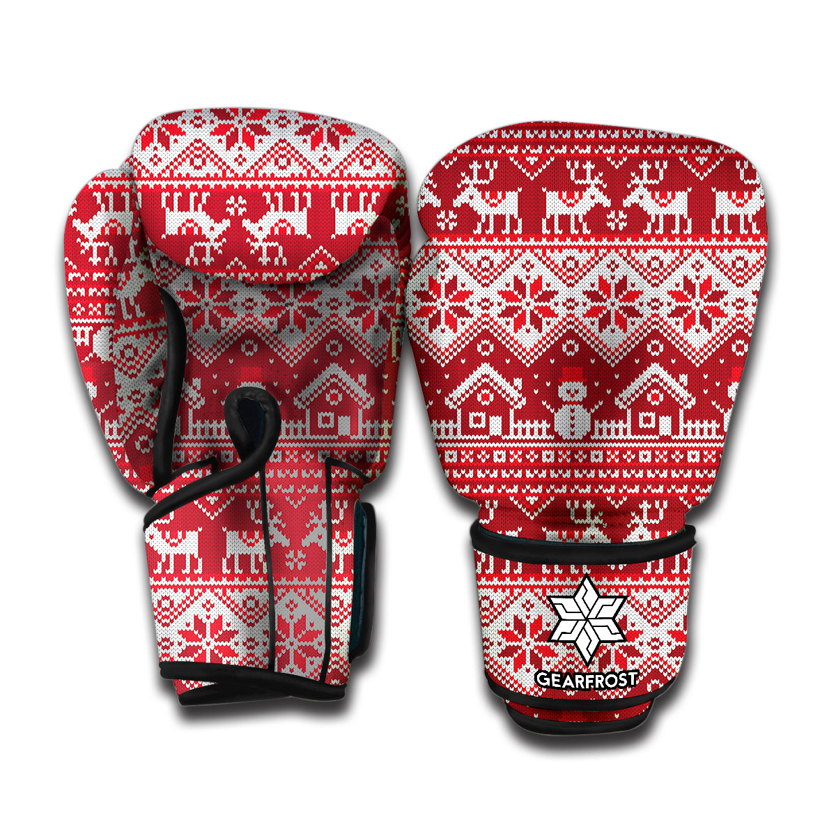 Merry Christmas Knitted Pattern Print Boxing Gloves