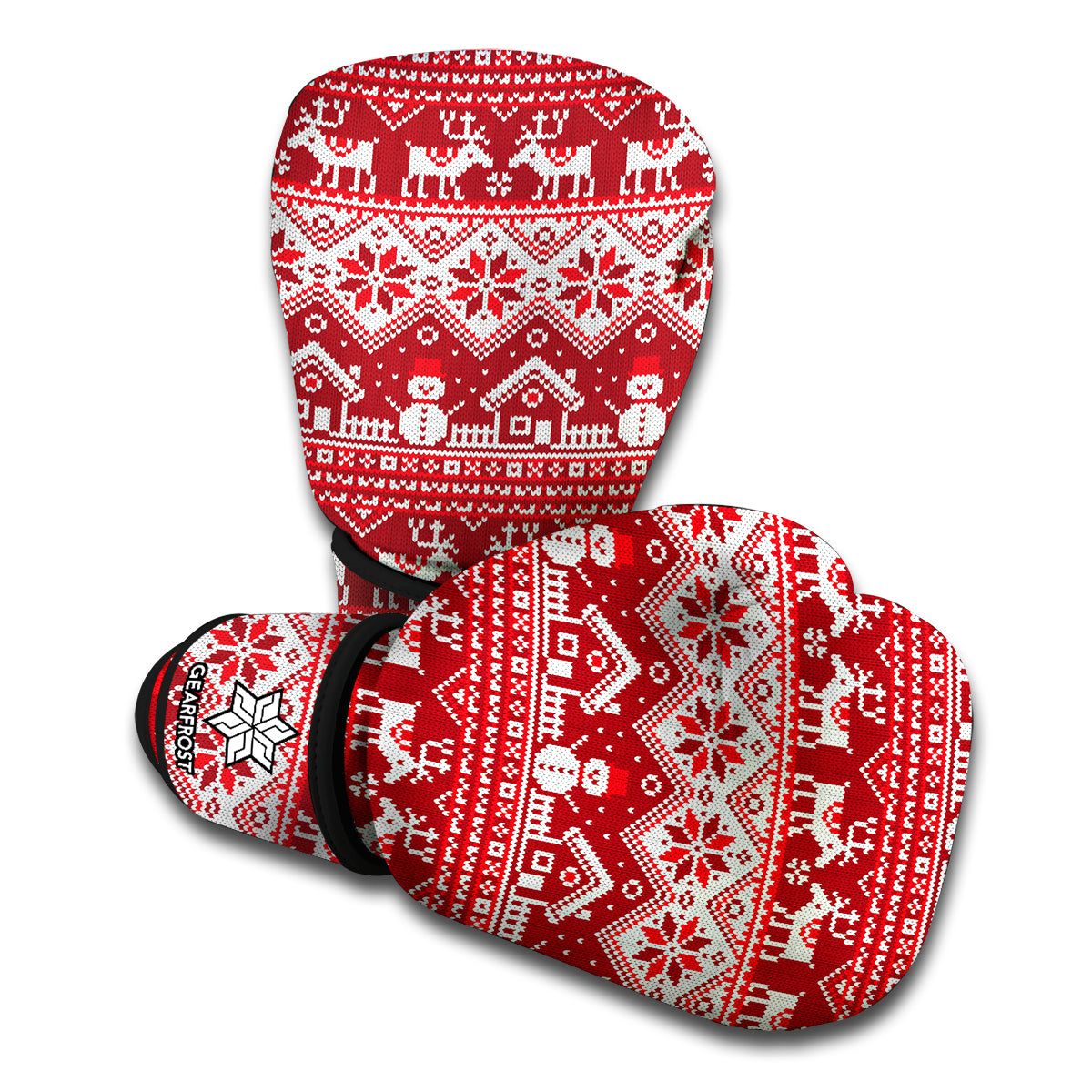 Merry Christmas Knitted Pattern Print Boxing Gloves