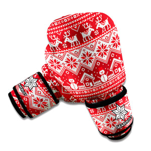 Merry Christmas Knitted Pattern Print Boxing Gloves