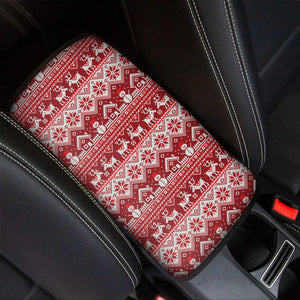 Merry Christmas Knitted Pattern Print Car Center Console Cover