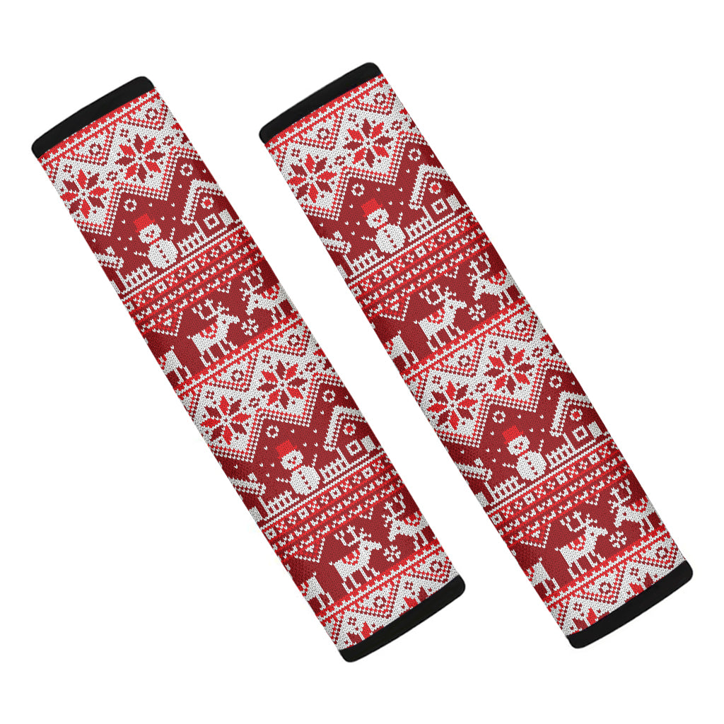 Merry Christmas Knitted Pattern Print Car Seat Belt Covers